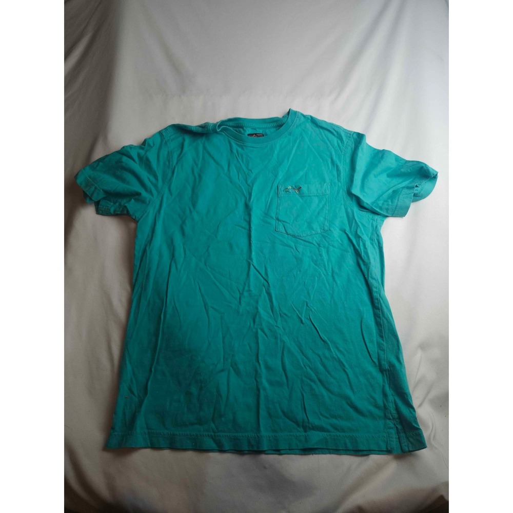 Greg Norman Mens Teal Green Short Sleeve Pocket T-Shirt Shark Logo Size M